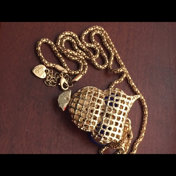 Lovely owl on thick gold tone chain BJ stamp on tiny heart - Picture 3 of 4